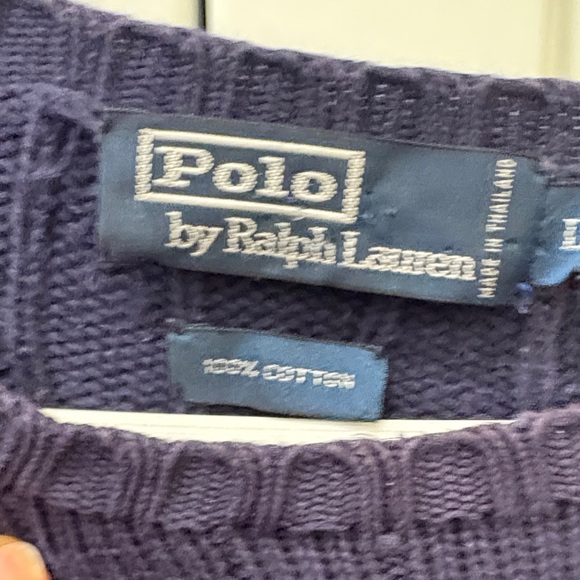 Polo by Ralph Lauren cotton Men's Dark Blue Cable Knit Sweater - Picture 3 of 8